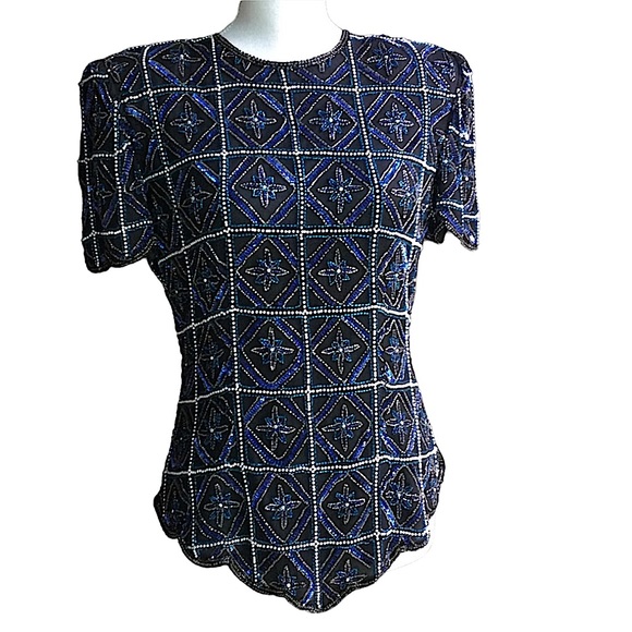 Vintage Stenay Silk Beaded Top. B4 - Picture 3 of 16